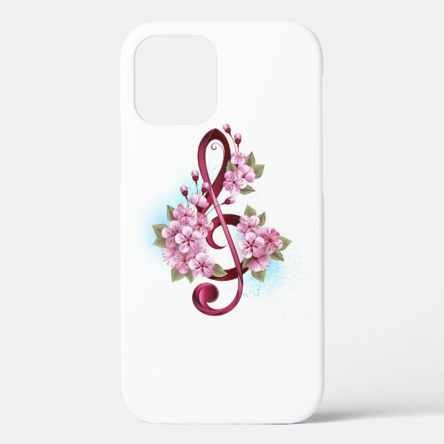 Musikalische Tischtennisnotizen mit Sakura-Blume Case-Mate iPhone Hülle (Rückseite)