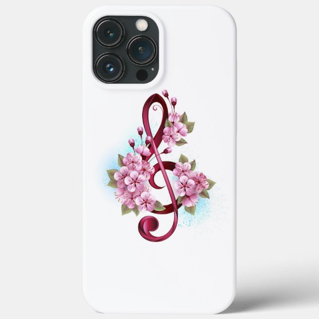 Musikalische Tischtennisnotizen mit Sakura-Blume Case-Mate iPhone Hülle (Rückseite)