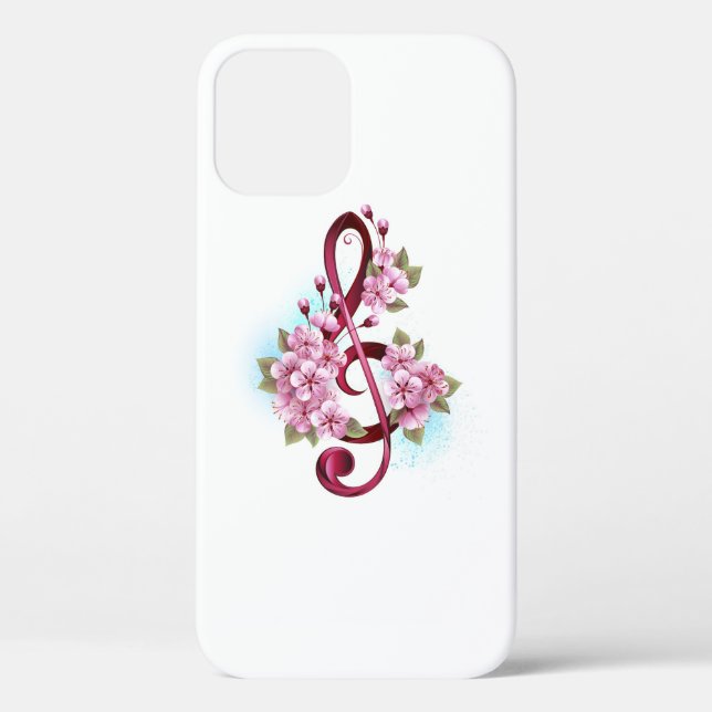 Musikalische Tischtennisnotizen mit Sakura-Blume Case-Mate iPhone Hülle (Rückseite)