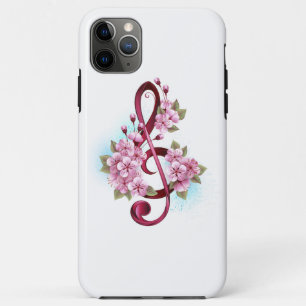 Musikalische Tischtennisnotizen mit Sakura-Blume Case-Mate iPhone Hülle