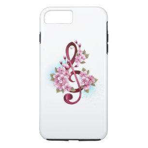 Musikalische Tischtennisnotizen mit Sakura-Blume Case-Mate iPhone Hülle