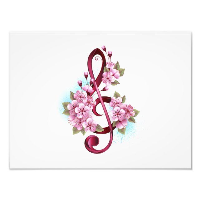 Musikalische Tischtennisnotizen mit Sakura-Blume Fotodruck (Vorne)