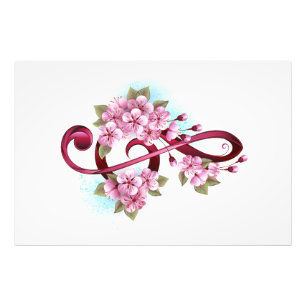 Musikalische Tischtennisnotizen mit Sakura-Blume Fotodruck