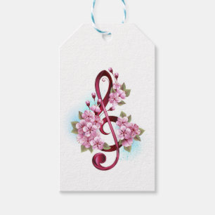 Musikalische Tischtennisnotizen mit Sakura-Blume Geschenkanhänger