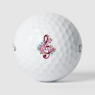 Musikalische Tischtennisnotizen mit Sakura-Blume Golfball