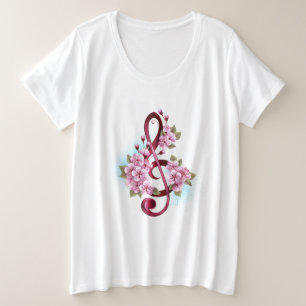 Musikalische Tischtennisnotizen mit Sakura-Blume Große Größe T-Shirt