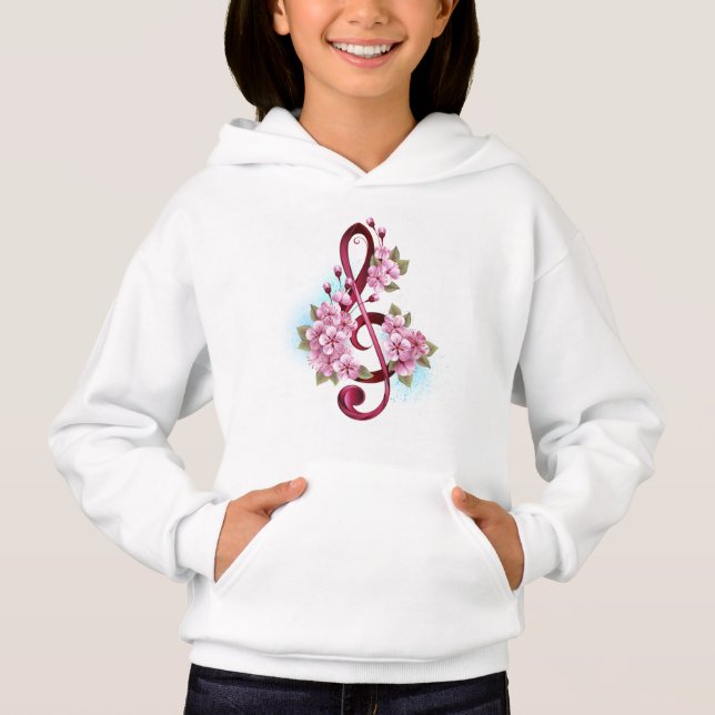 Musikalische Tischtennisnotizen mit Sakura-Blume Hoodie (Vorderseite)