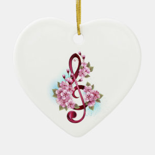 Musikalische Tischtennisnotizen mit Sakura-Blume Keramik Ornament