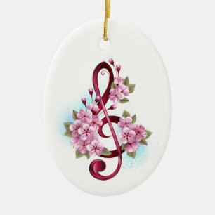 Musikalische Tischtennisnotizen mit Sakura-Blume Keramik Ornament