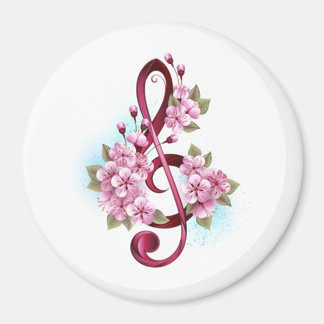 Musikalische Tischtennisnotizen mit Sakura-Blume Magnet (Vorne)