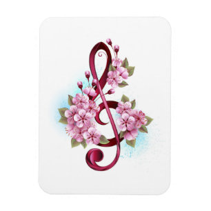 Musikalische Tischtennisnotizen mit Sakura-Blume Magnet