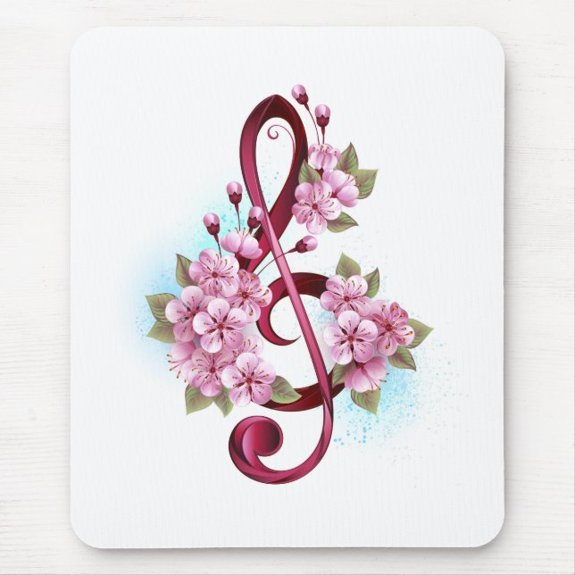 Musikalische Tischtennisnotizen mit Sakura-Blume Mousepad (Vorne)