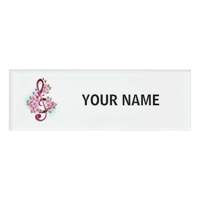 Musikalische Tischtennisnotizen mit Sakura-Blume Namenschild (Vorderseite)