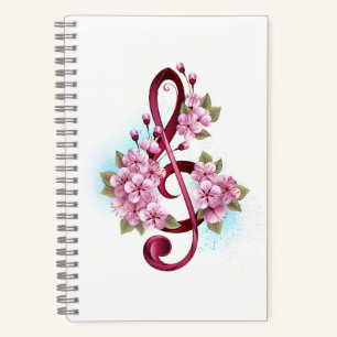 Musikalische Tischtennisnotizen mit Sakura-Blume Notizbuch
