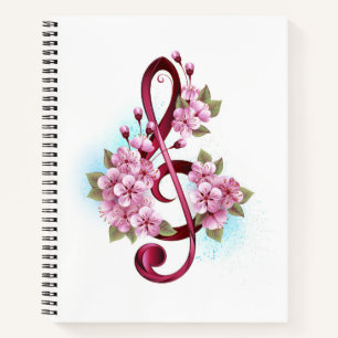 Musikalische Tischtennisnotizen mit Sakura-Blume Notizbuch