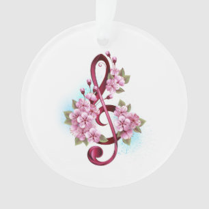 Musikalische Tischtennisnotizen mit Sakura-Blume Ornament