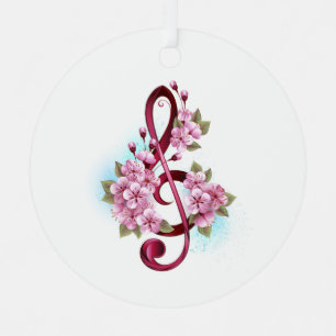 Musikalische Tischtennisnotizen mit Sakura-Blume Ornament Aus Metall