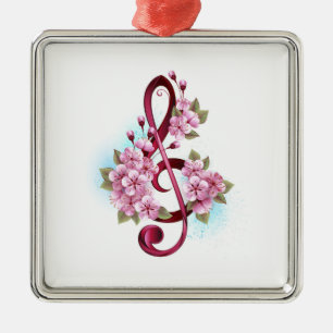 Musikalische Tischtennisnotizen mit Sakura-Blume Ornament Aus Metall