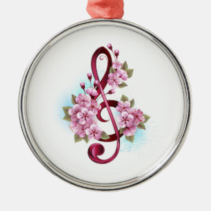 Musikalische Tischtennisnotizen mit Sakura-Blume Ornament Aus Metall
