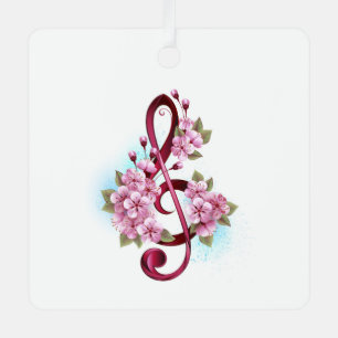 Musikalische Tischtennisnotizen mit Sakura-Blume Ornament Aus Metall
