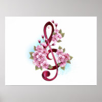 Musikalische Tischtennisnotizen mit Sakura-Blume