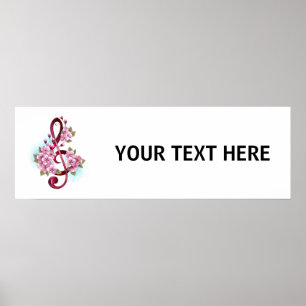 Musikalische Tischtennisnotizen mit Sakura-Blume Poster