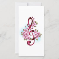 Musikalische Tischtennisnotizen mit Sakura-Blume