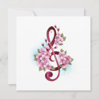 Musikalische Tischtennisnotizen mit Sakura-Blume