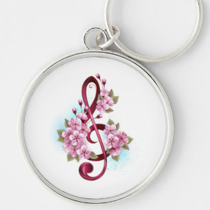 Musikalische Tischtennisnotizen mit Sakura-Blume Schlüsselanhänger