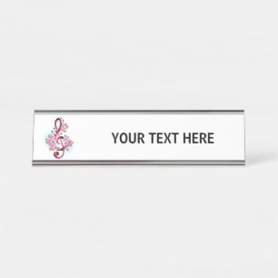 Musikalische Tischtennisnotizen mit Sakura-Blume Schreibtischnamensplakette