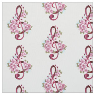 Musikalische Tischtennisnotizen mit Sakura-Blume Stoff
