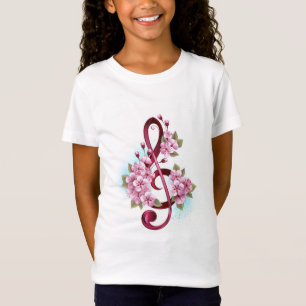Musikalische Tischtennisnotizen mit Sakura-Blume T-Shirt