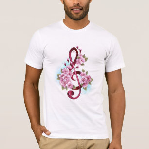 Musikalische Tischtennisnotizen mit Sakura-Blume T-Shirt