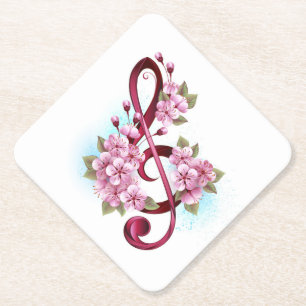 Musikalische Tischtennisnotizen mit Sakura-Blume Untersetzer