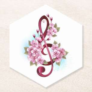 Musikalische Tischtennisnotizen mit Sakura-Blume Untersetzer