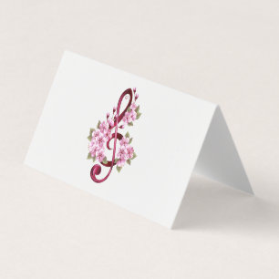 Musikalische Tischtennisnotizen mit Sakura-Blume Visitenkarten
