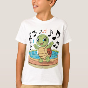 Musikalische Turtle mit Mikrofon T-Shirt