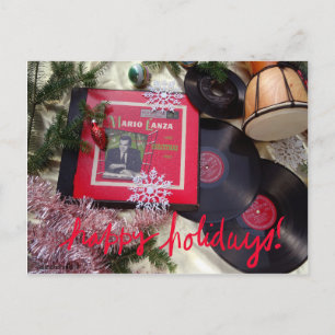 Musikalische Vintage-Mario-Lanza-Feiertagspostkart Feiertagspostkarte