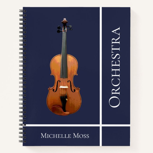 Musikalische Violine Custom Blue Notizbuch (Vorderseite)