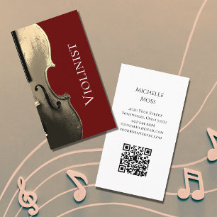 Musikalische Violine Performer QR-Code Minimalisti Visitenkarte