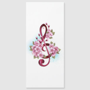 Musikalische Violinschlüssel-Noten mit Sakura-Blüt Magnetkarte