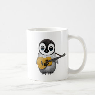 Musikalischer Baby-Pinguin, der Gitarre spielt Kaffeetasse