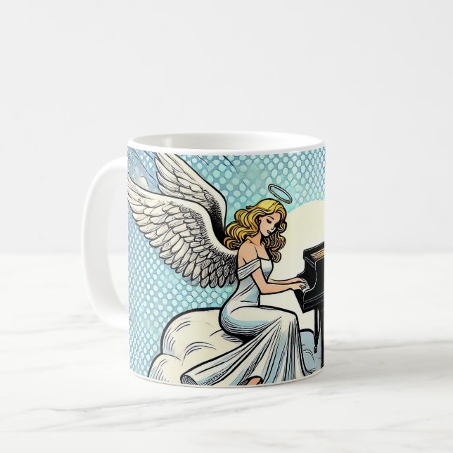 Musikalischer Engel am Klavier Kaffeetasse (Vorderseite Links)