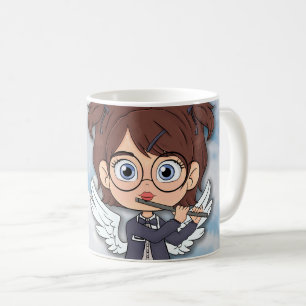 Musikalischer Engel Comic mit Flöte Kaffeetasse