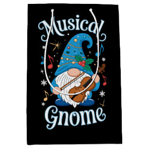 Musikalischer Gnom Weihnachten Violine Stechpalme Mittlere Geschenktüte