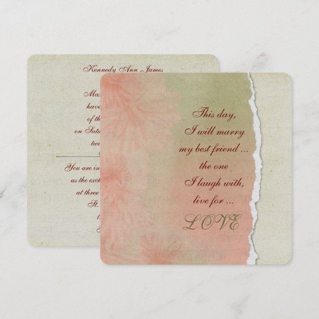 musikalischer Hintergrund mit Hochzeitsverse Einladung (Vorne/Hinten)