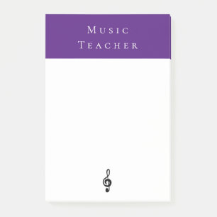 Musikalischer Lila Musiklehrer Treble Clef Post-it Klebezettel
