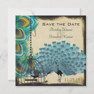 Musikalischer Pfau-Vogelkäfig-Aubergine Save the D Date