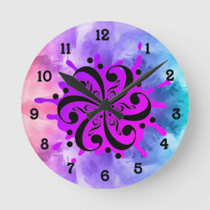 Musikalischer Spritzer Runde Wanduhr