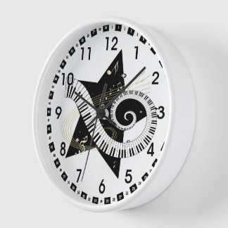 Musikalischer Stern-goldene Anmerkungen Wanduhr